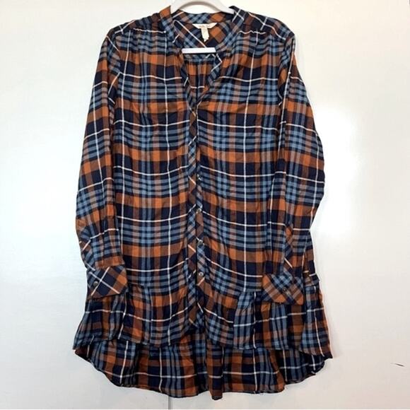Matilda Jane Moments with You General Store Plaid Tunic Top Small Button Front - Picture 3 of 11